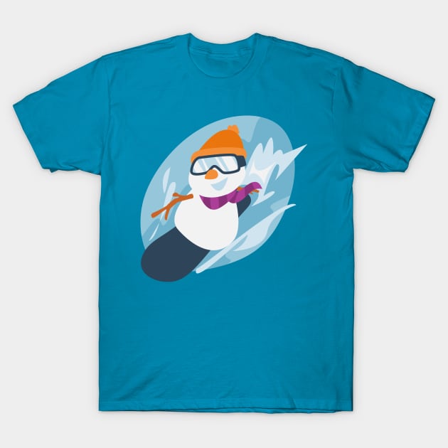 Snowman Snowboarding T-Shirt by Irkhamsterstock